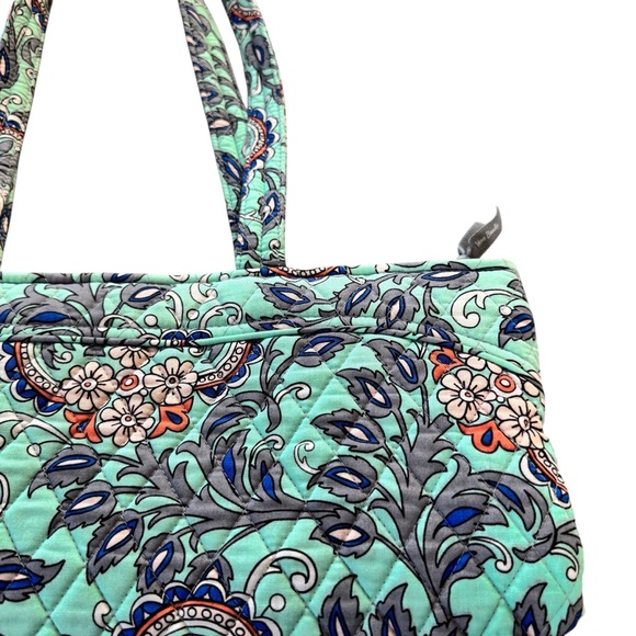 Vera Bradley Mandy Zip Tote Bag in the Pattern Fan Flowers w Gray Interior - Picture 12 of 16